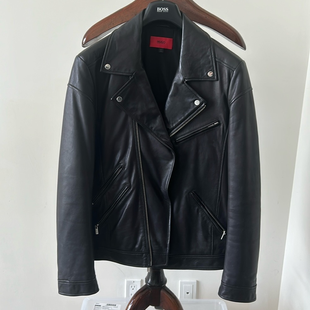 HUGO leather jacket biker style